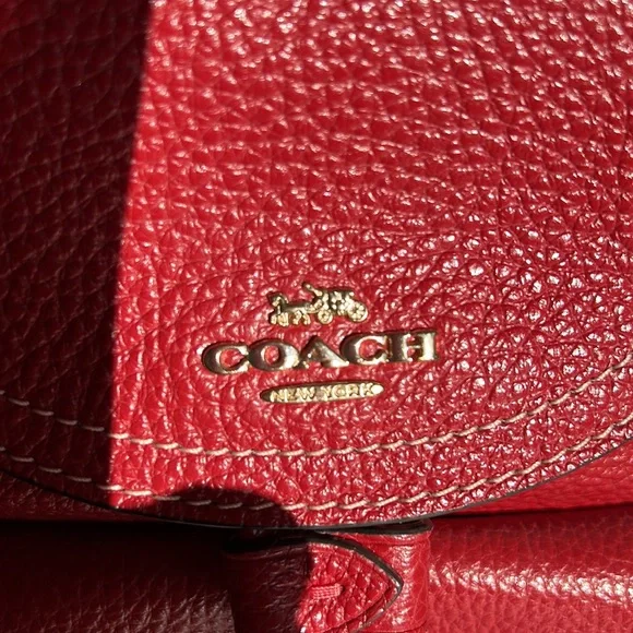 Coach Women's Pennie Pebble Leather Red Backpack 22